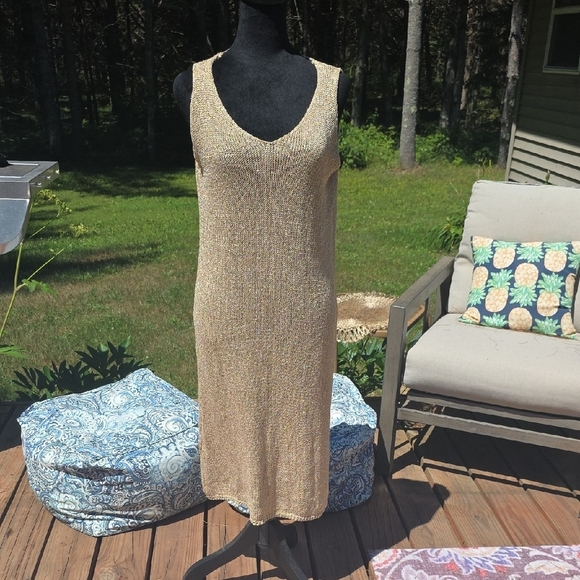Gold Knit Swim Coverup - Picture 1 of 4